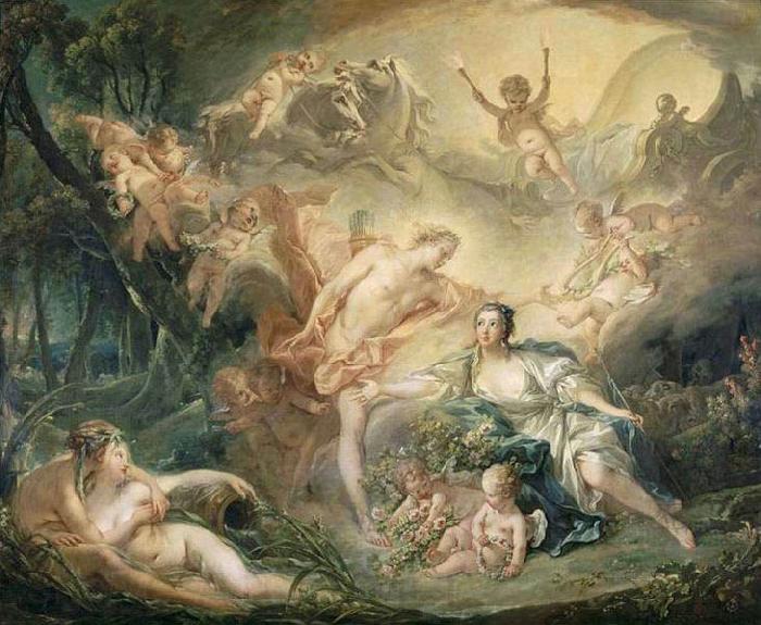 Francois Boucher Apollo Revealing his Divinity before the Shepherdess Isse Norge oil painting art